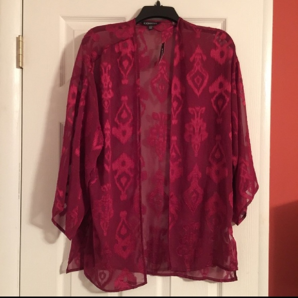 Express Burgundy Sheer Kimono